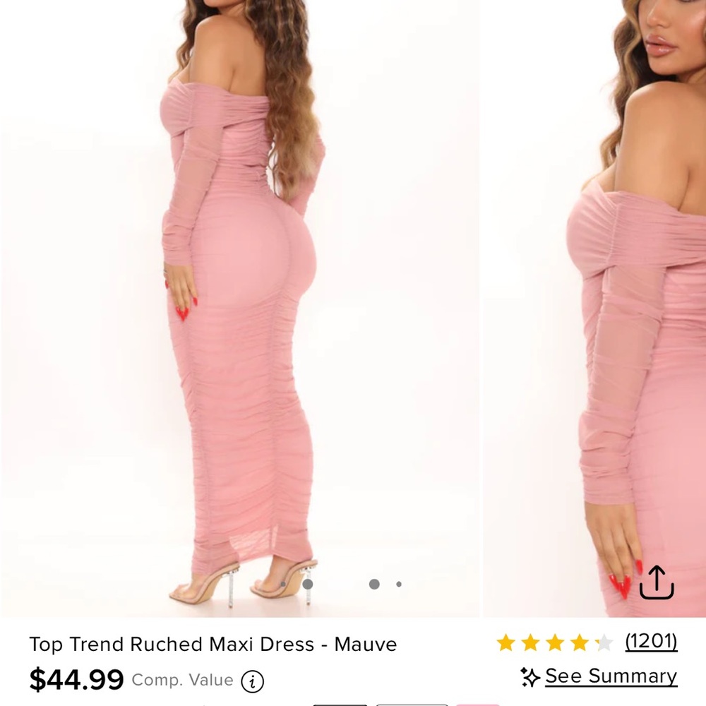 Fashion Nova Mauve Ruched Maxi Dress